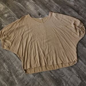 Easel Tan V-Neck Blouse